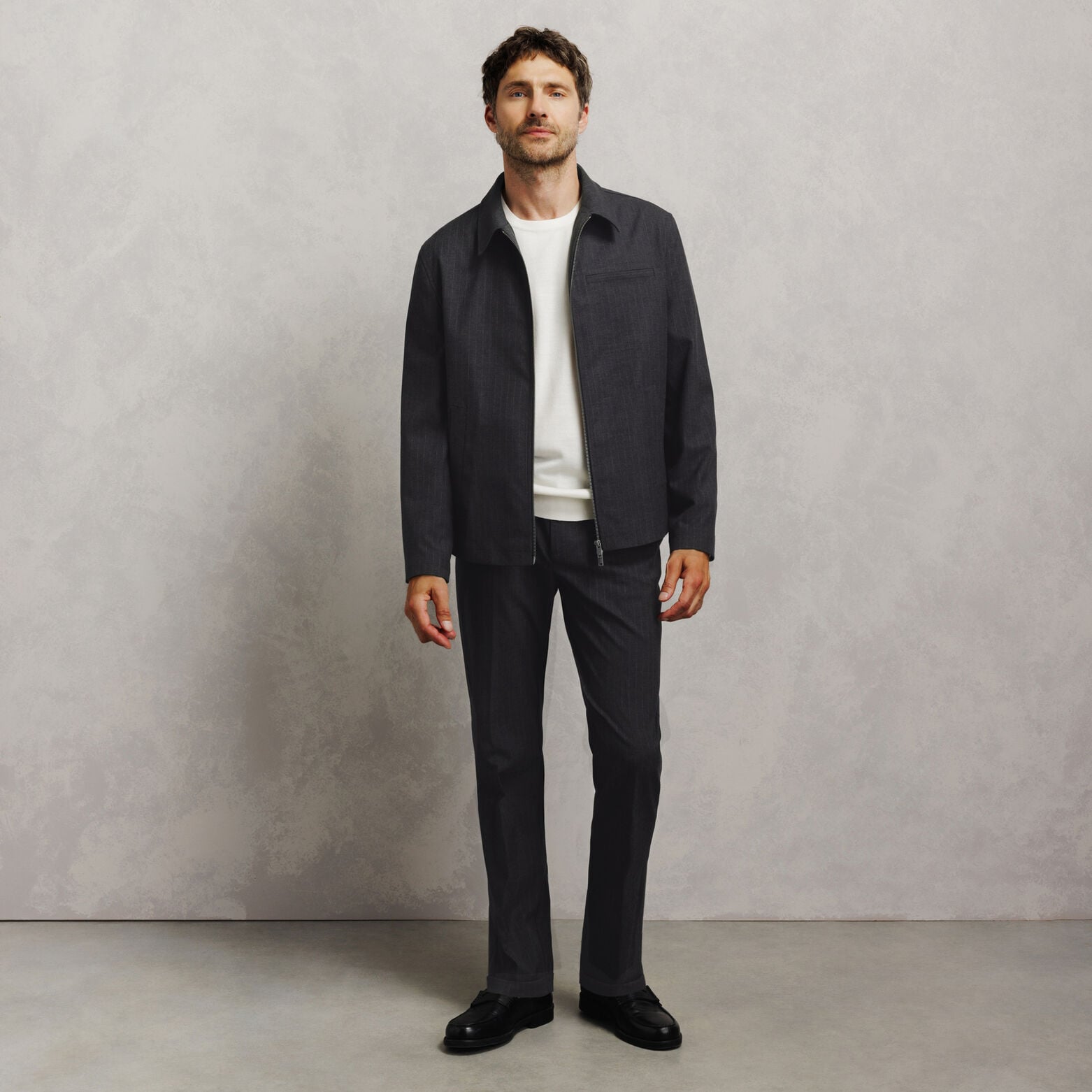 Veste zipp&eacute;e col chemise ray&eacute;e
