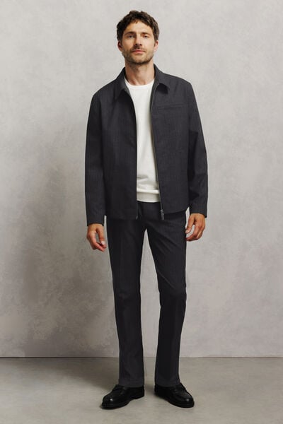 Veste zipp&eacute;e col chemise ray&eacute;e