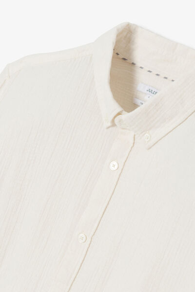 Chemise en gaze de coton unie col boutonn&eacute;