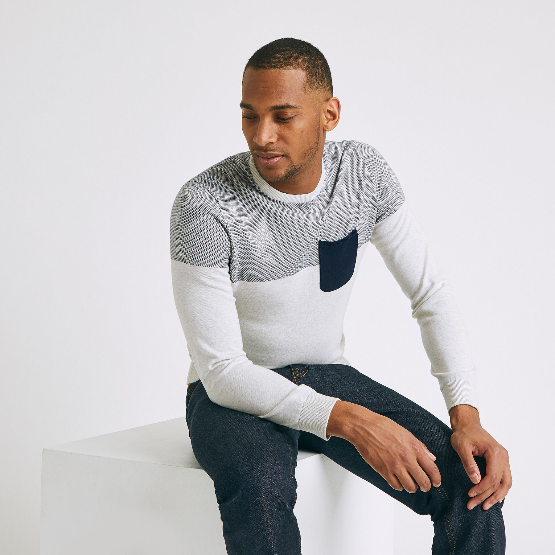Pull col rond Beige Homme | Jules