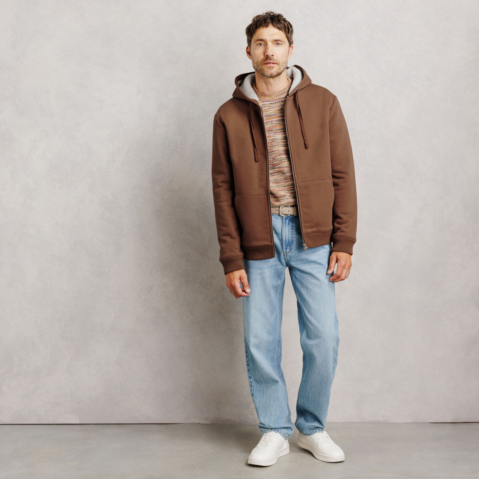Sweat &agrave; capuche zipp&eacute; doubl&eacute; sherpa
