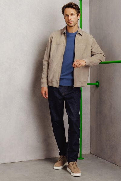 Blouson 100% cuir col chemise