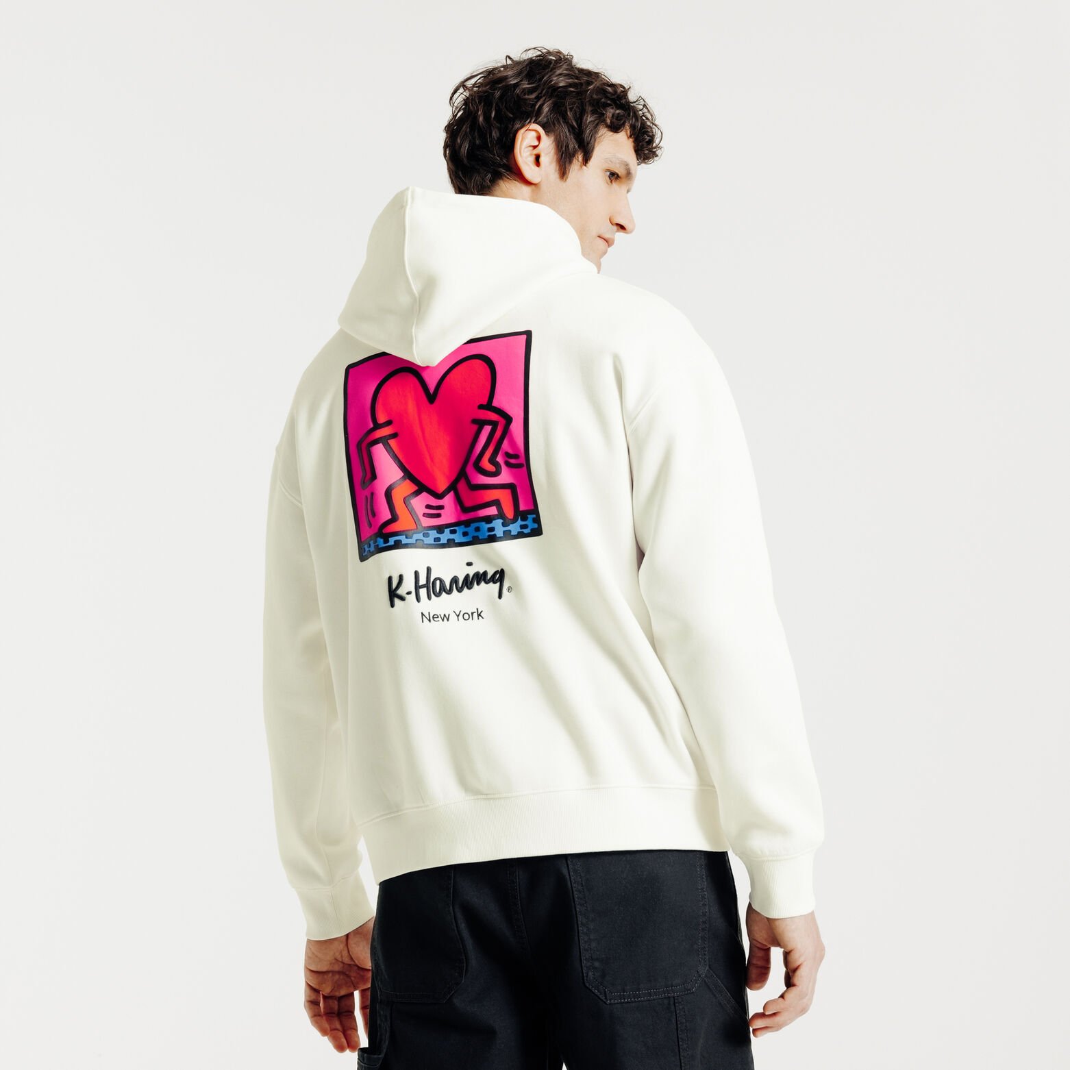 Sweat &agrave; capuche imprim&eacute; licence Keith Haring