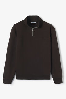 Sweat col montant zipp&eacute; uni