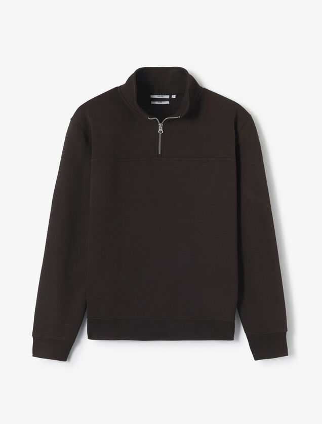 Sweat col montant zipp&eacute; uni