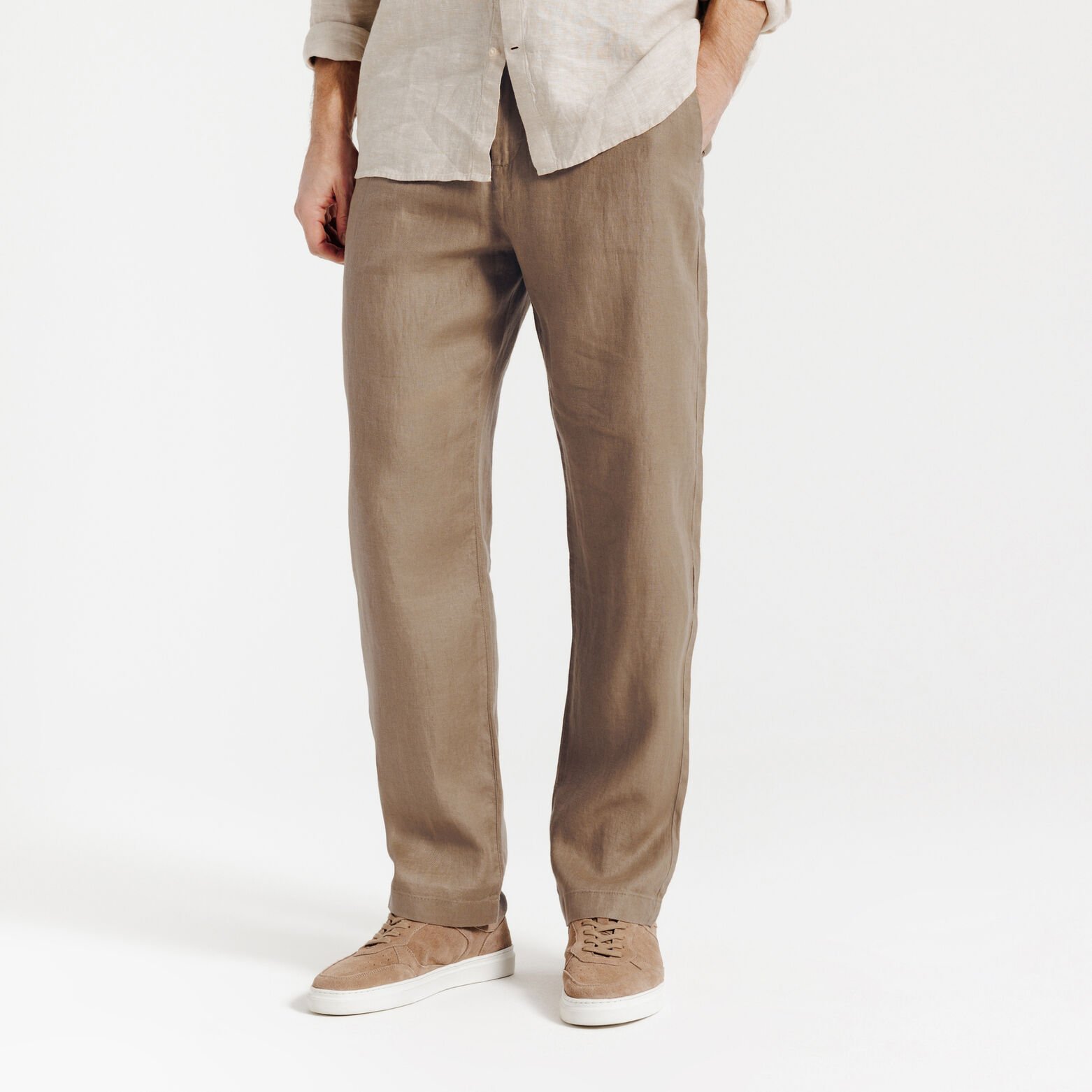 Loose fit chinobroek in 100% linnen