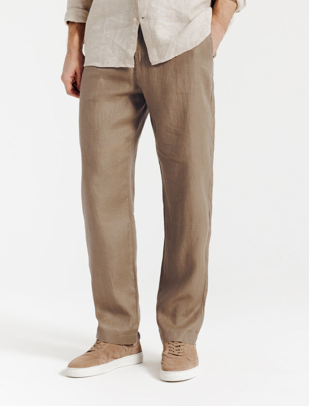 Loose fit chinobroek in 100% linnen