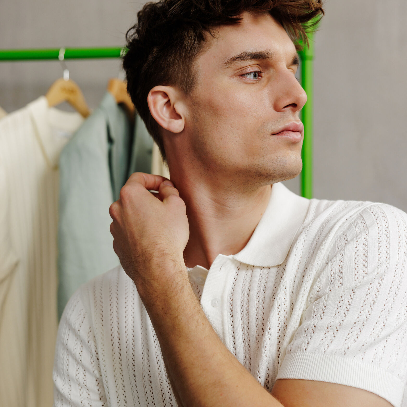 Polo korte mouwen in tricot met stekenpatroon