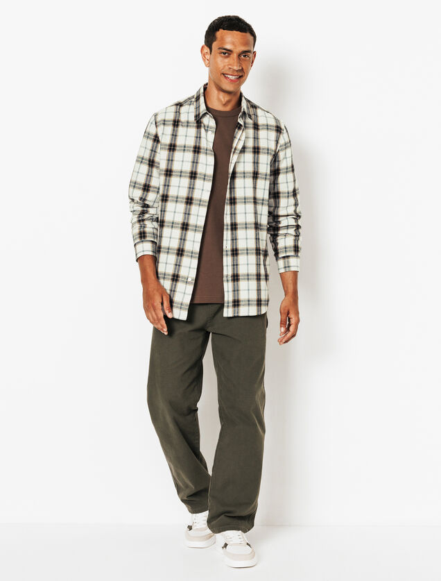 Chemise en coton flanelle &agrave; carreaux