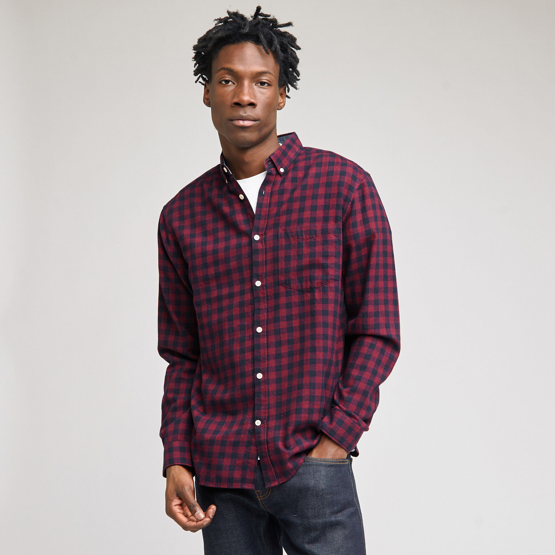 Chemise à Carreaux Bleu Et Rouge JULES Taille M - Occasion En Très Bon état