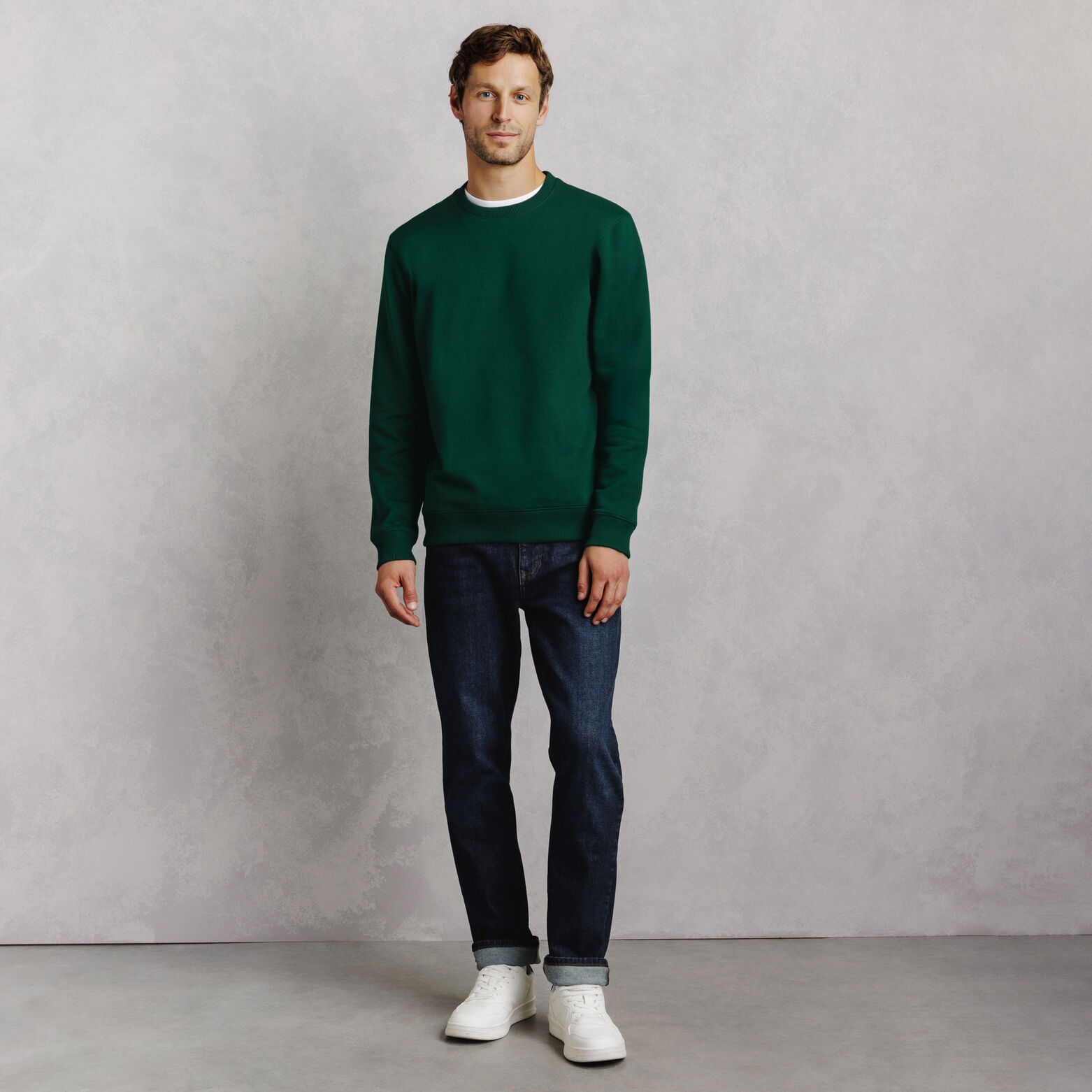 Sweat col rond molleton uni