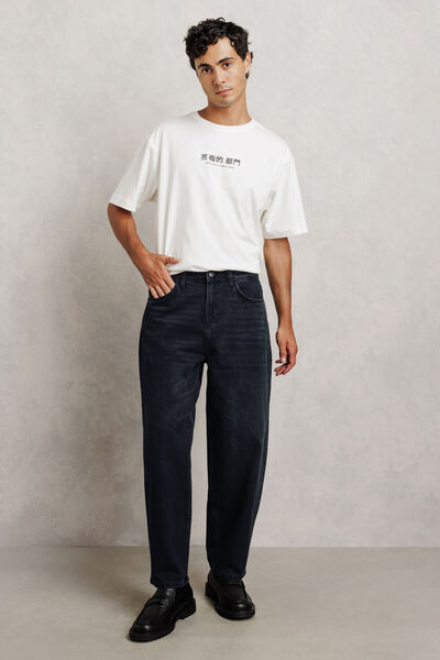 Jean barrel d&eacute;lav&eacute; 100% coton