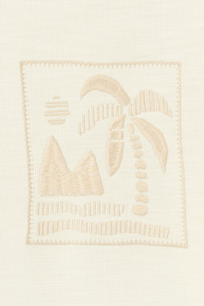 T-shirt in fantasiestof met borduursel