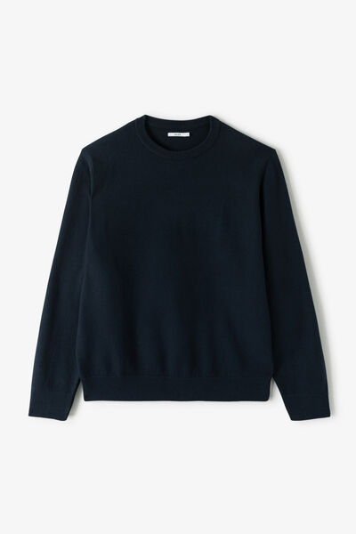 Pull col rond jeux de points fantaisie