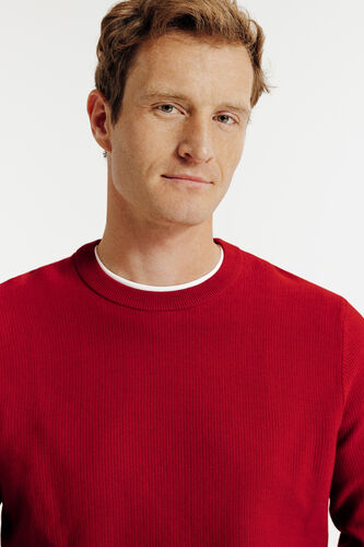 Trui ronde hals in fantasie stekenpatroon