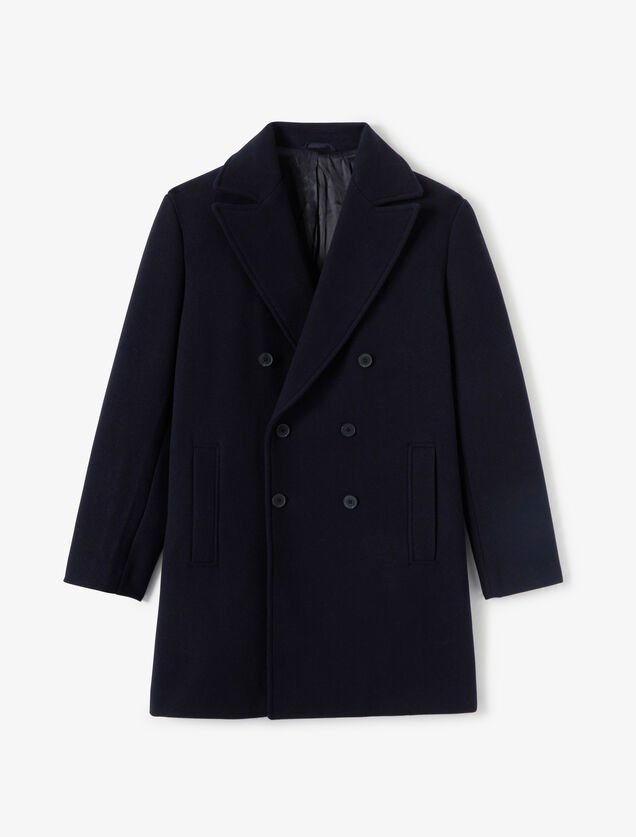 Lange wintermantel, gekruiste knoopsluiting