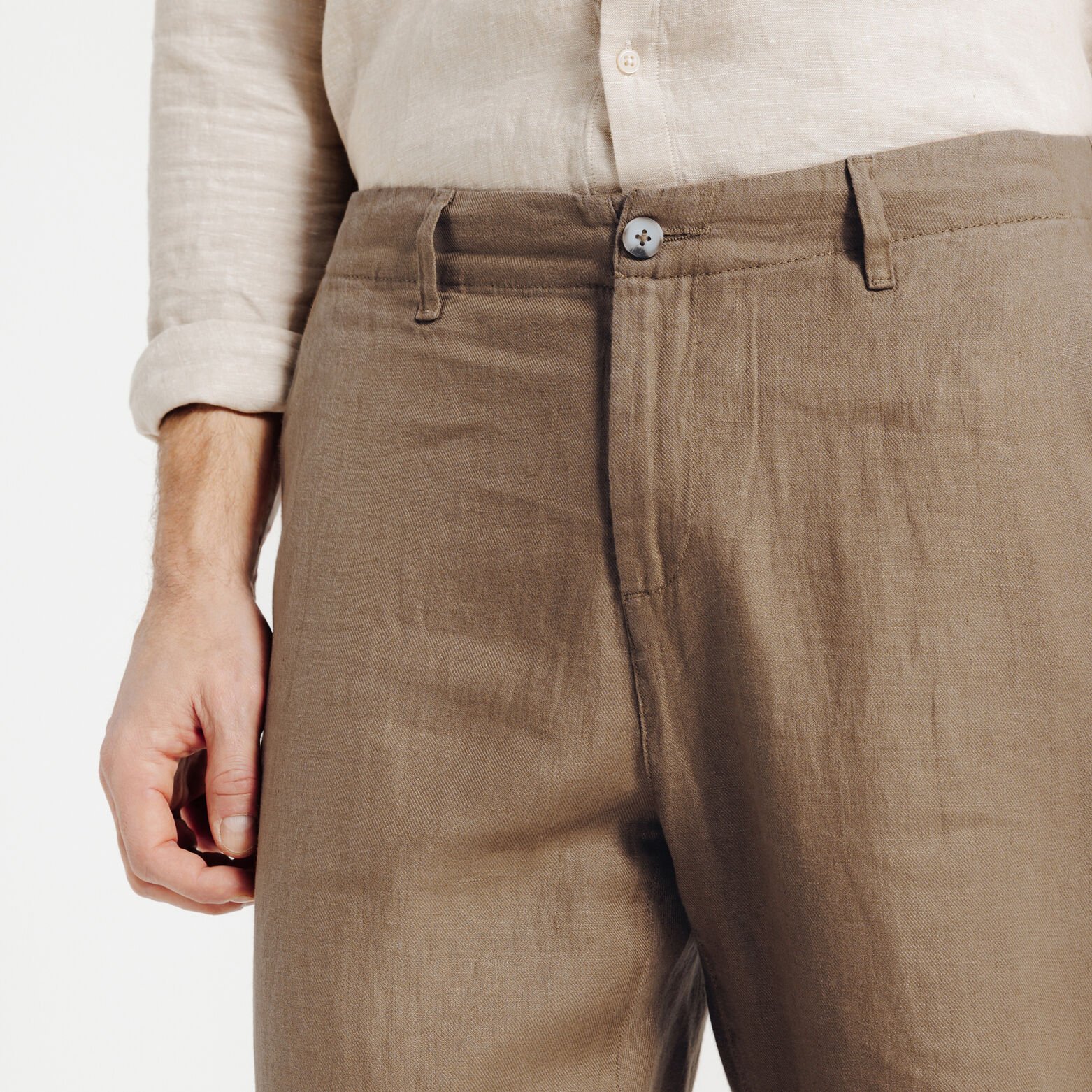 Loose fit chinobroek in 100% linnen