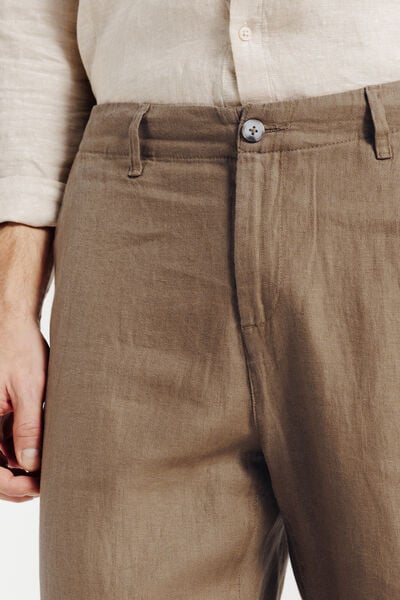 Loose fit chinobroek in 100% linnen