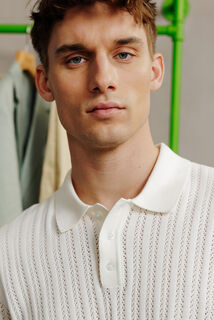 Polo korte mouwen in tricot met stekenpatroon