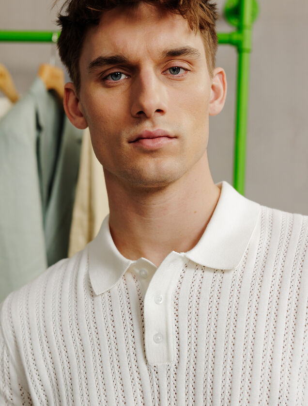 Polo korte mouwen in tricot met stekenpatroon