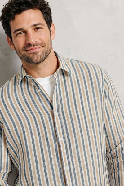 Chemise 100% lin ray&eacute;e