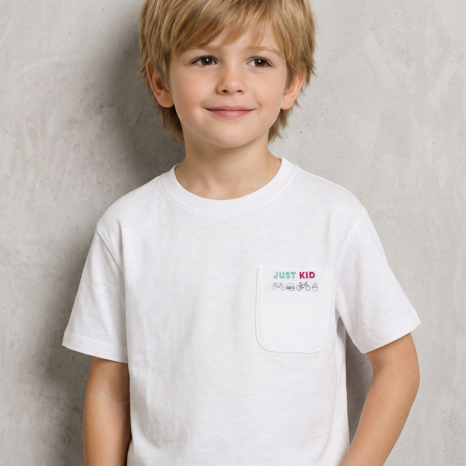 Ensemble t-shirt f&ecirc;te des p&egrave;res "Just Kid" - Blanc