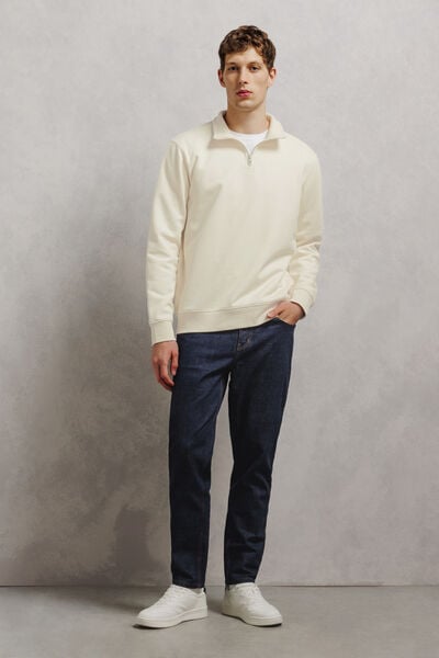 Sweat col montant zipp&eacute; molleton uni