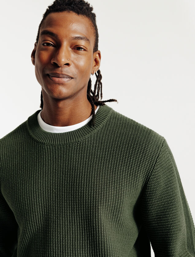 Trui ronde hals in fantasie-stekenpatroon