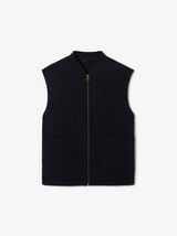 Gilet zipp&eacute; sans manches 100% laine