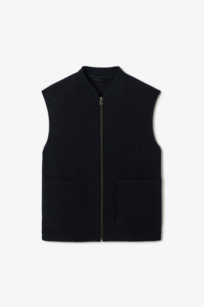 Gilet zipp&eacute; sans manches 100% laine