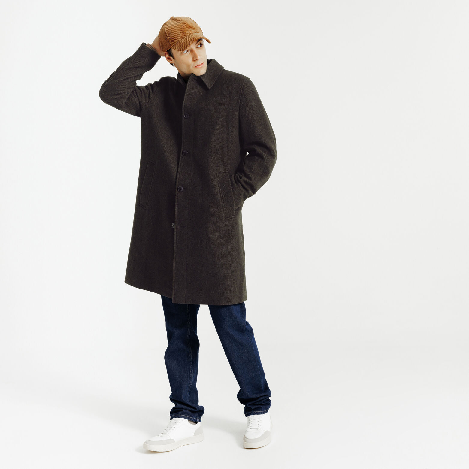 Manteau long col chemise