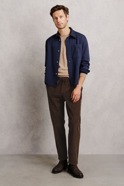 Pantalon tapered taille &eacute;lastiqu&eacute;e en velours