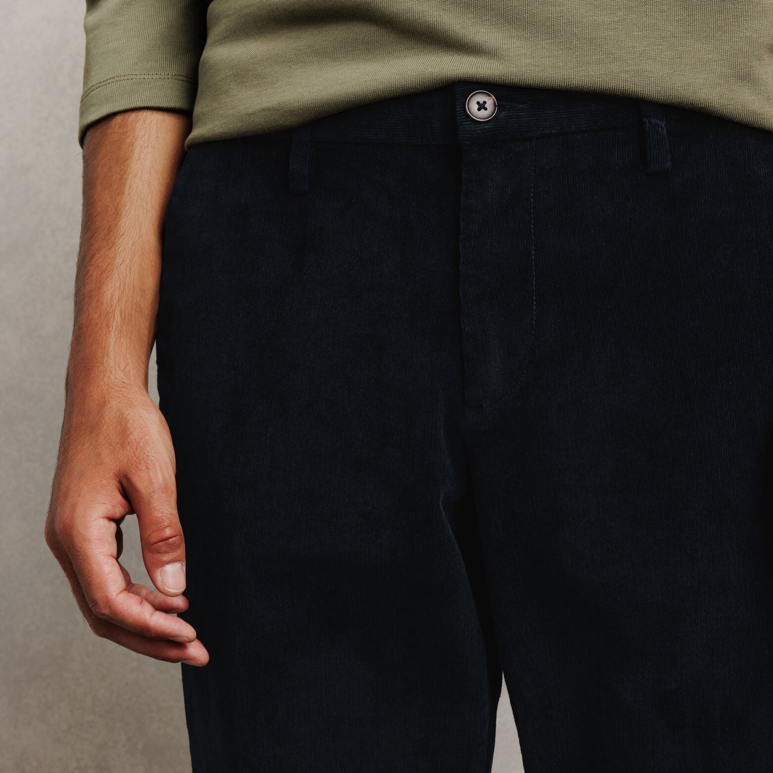 Fluwelen straight chinobroek