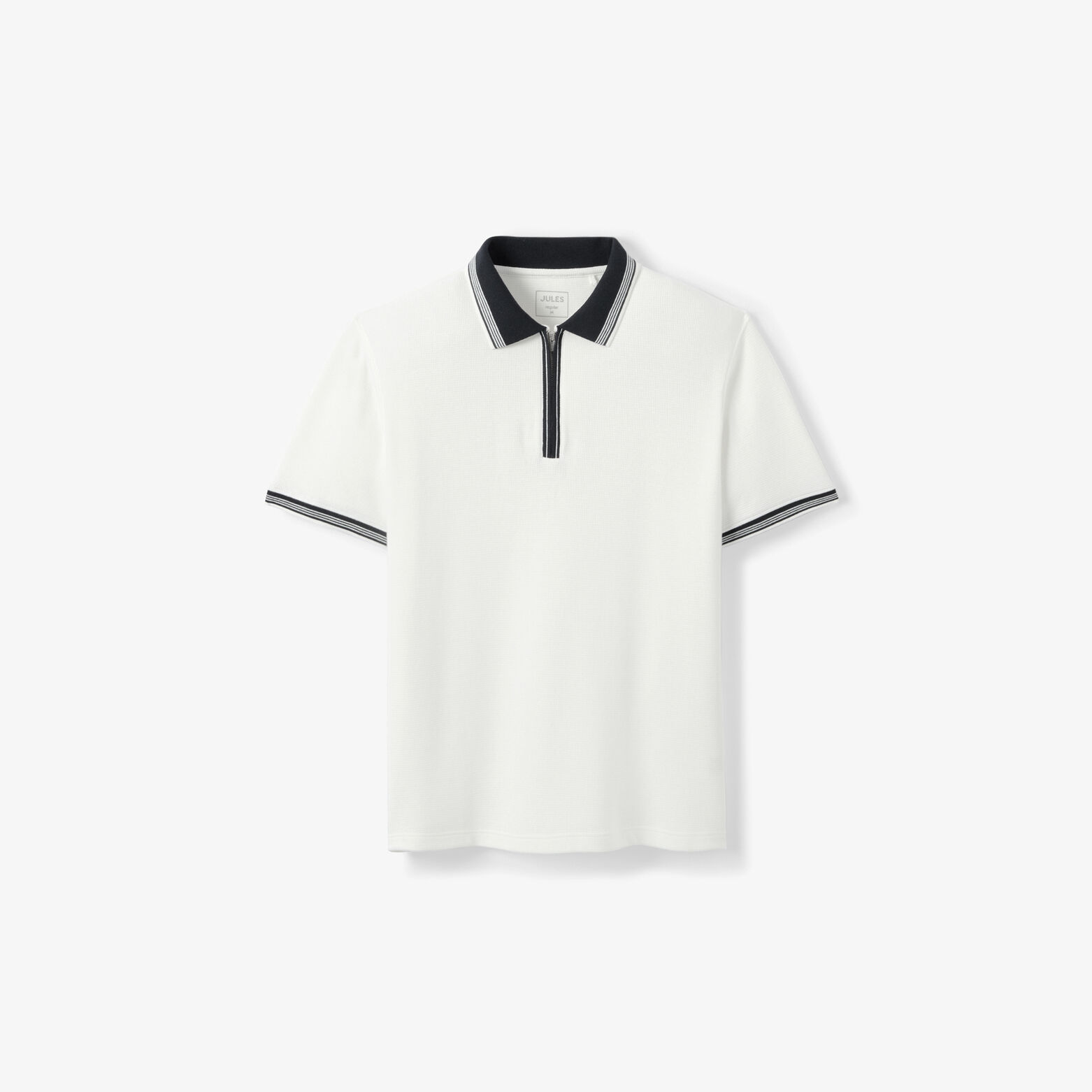 Polo manches courtes col zipp&eacute; gaufr&eacute;