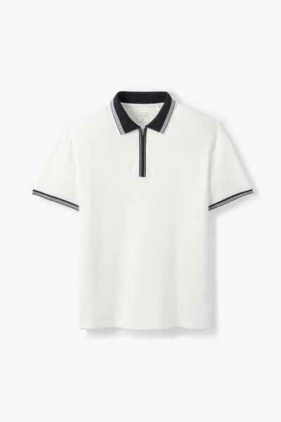 Polo manches courtes col zipp&eacute; gaufr&eacute;