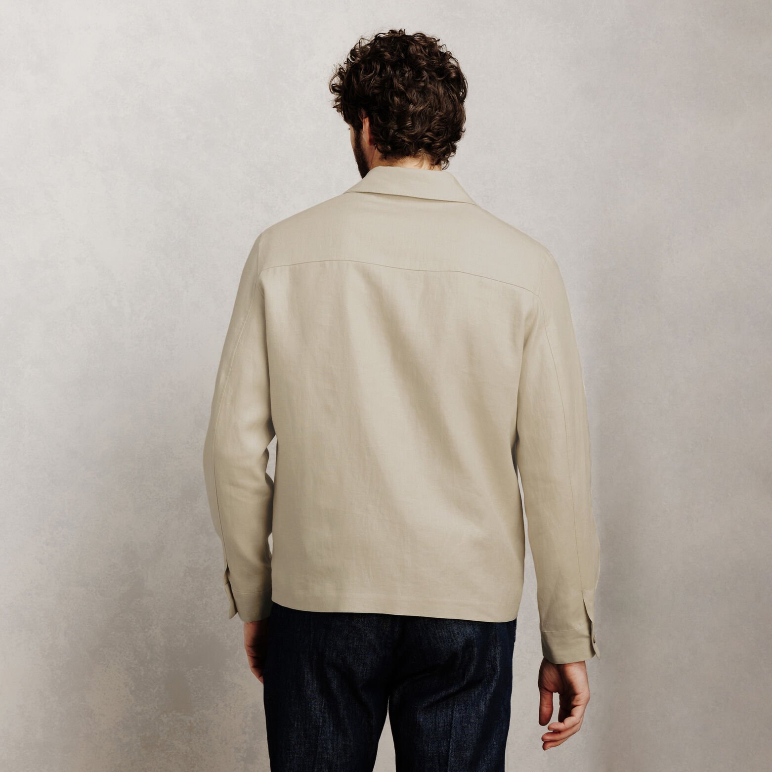 Veste col chemise zipp&eacute;e 100% lin