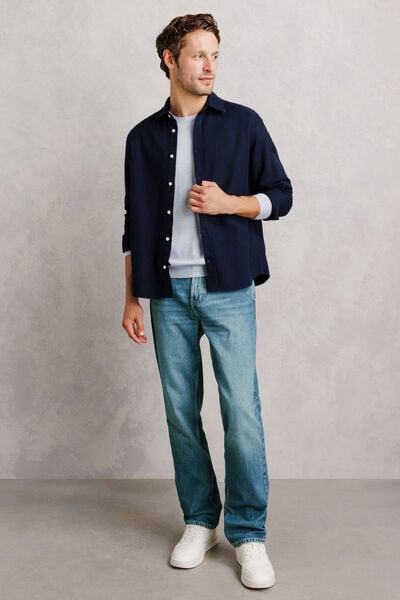 Jean loose 3 longueurs d&eacute;lav&eacute; 100% coton