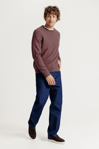 Pull col rond jeux de points fantaisie