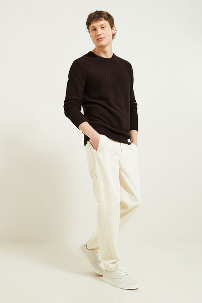 Pull col rond jeux de points fantaisie