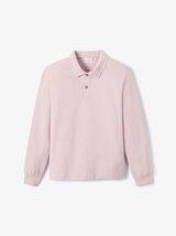 Polo en molleton boutonn&eacute; uni
