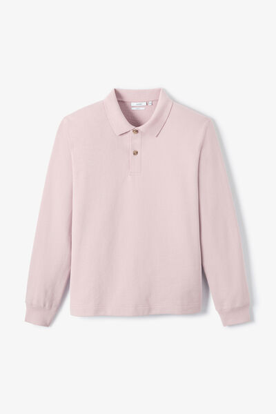 Sweat col polo boutonn&eacute; molleton uni