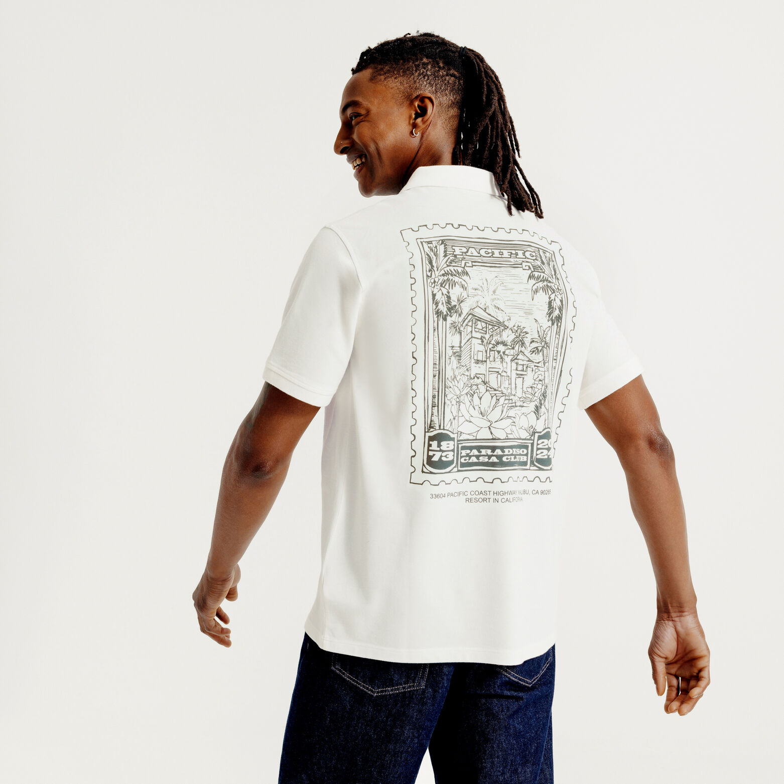 Polo manches courtes imprim&eacute; devant dos