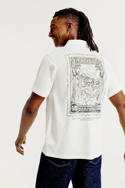 Polo manches courtes imprim&eacute; devant dos