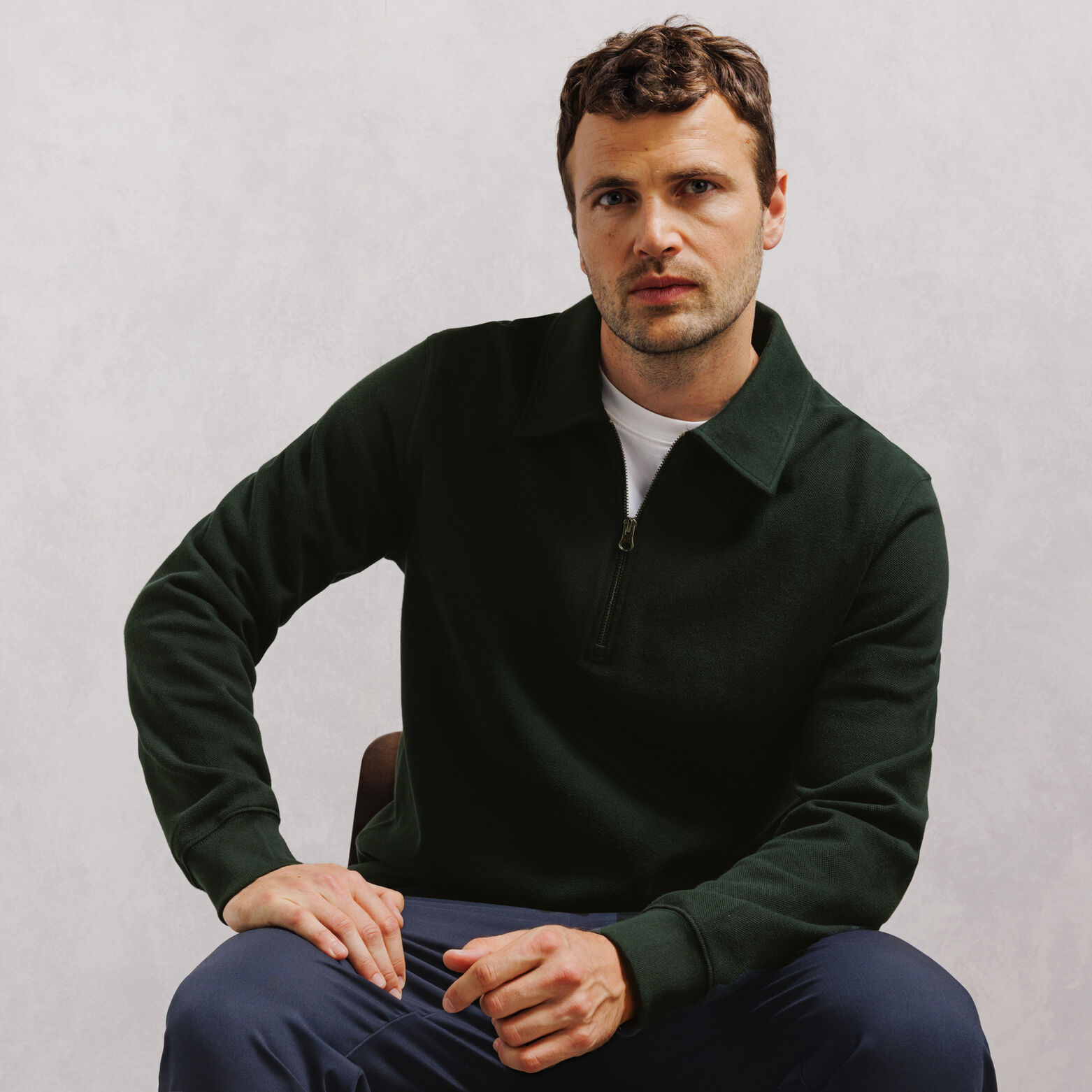 Sweat col polo zipp&eacute; uni