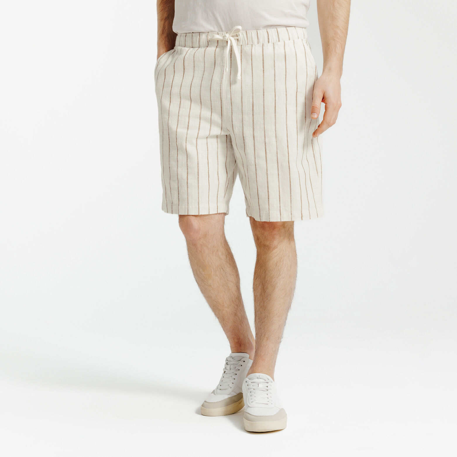 Gestreepte bermuda met elastische tailleband