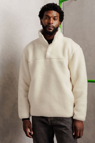 Sweat col montant pressionn&eacute; en sherpa