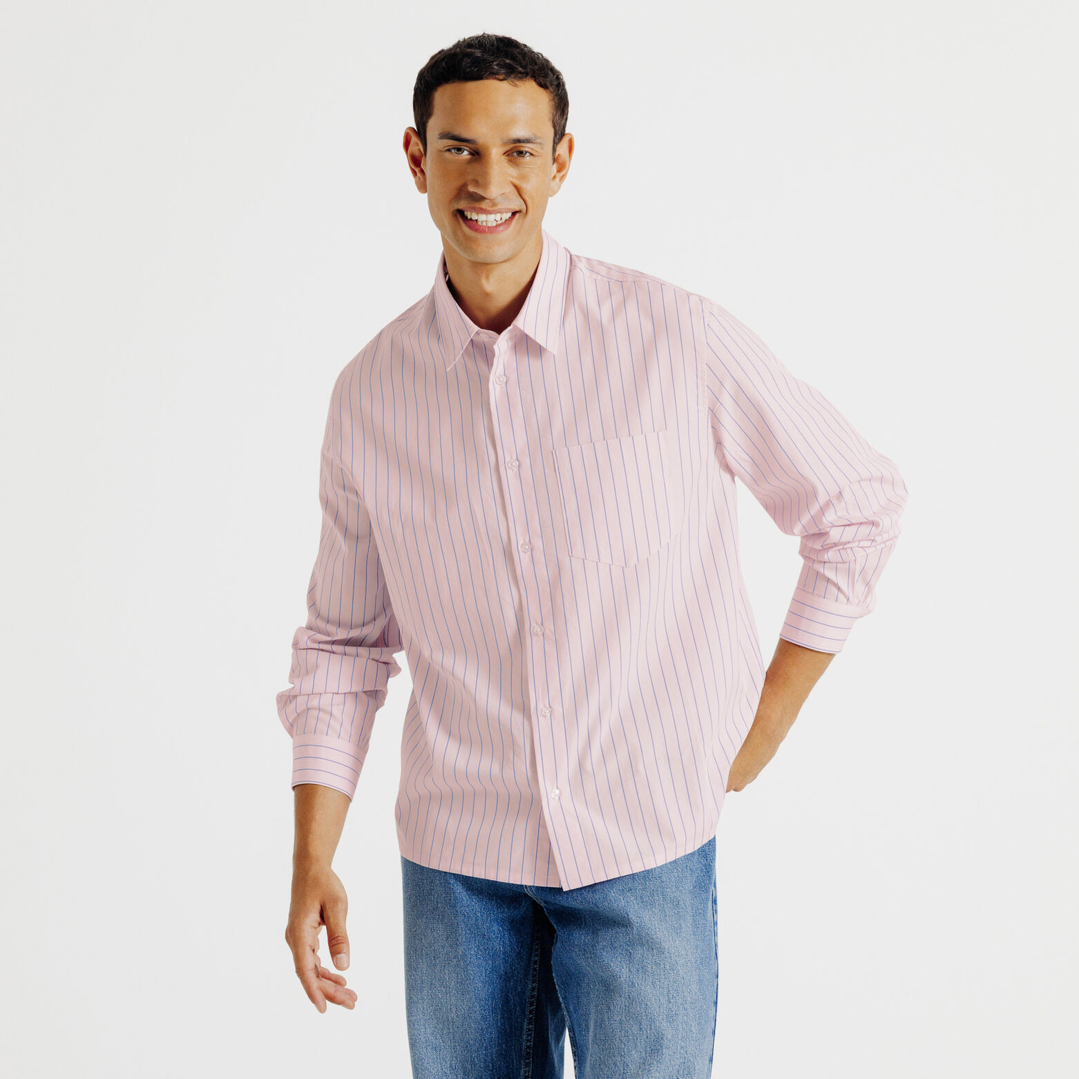 Chemise boxy en coton rayée