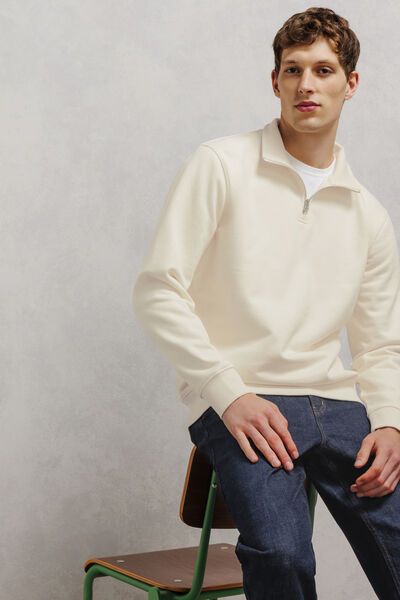 Effen sweater met ritskraag