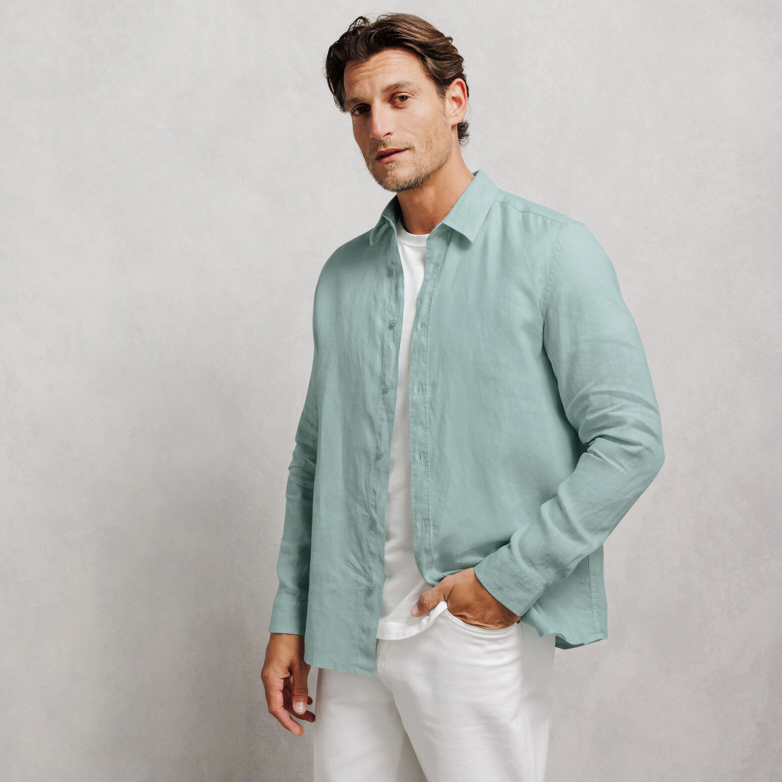 Chemise 100% lin regular unie