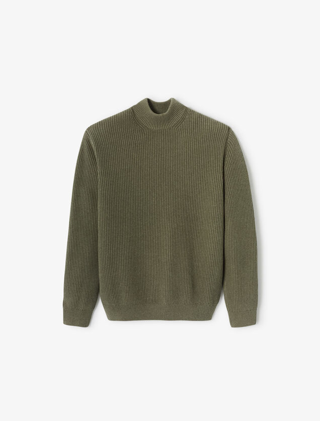 Pull col chemin&eacute;e en c&ocirc;te